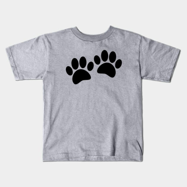 Cute Cartoon Black Puppy Paw Prints Kids T-Shirt by Braznyc